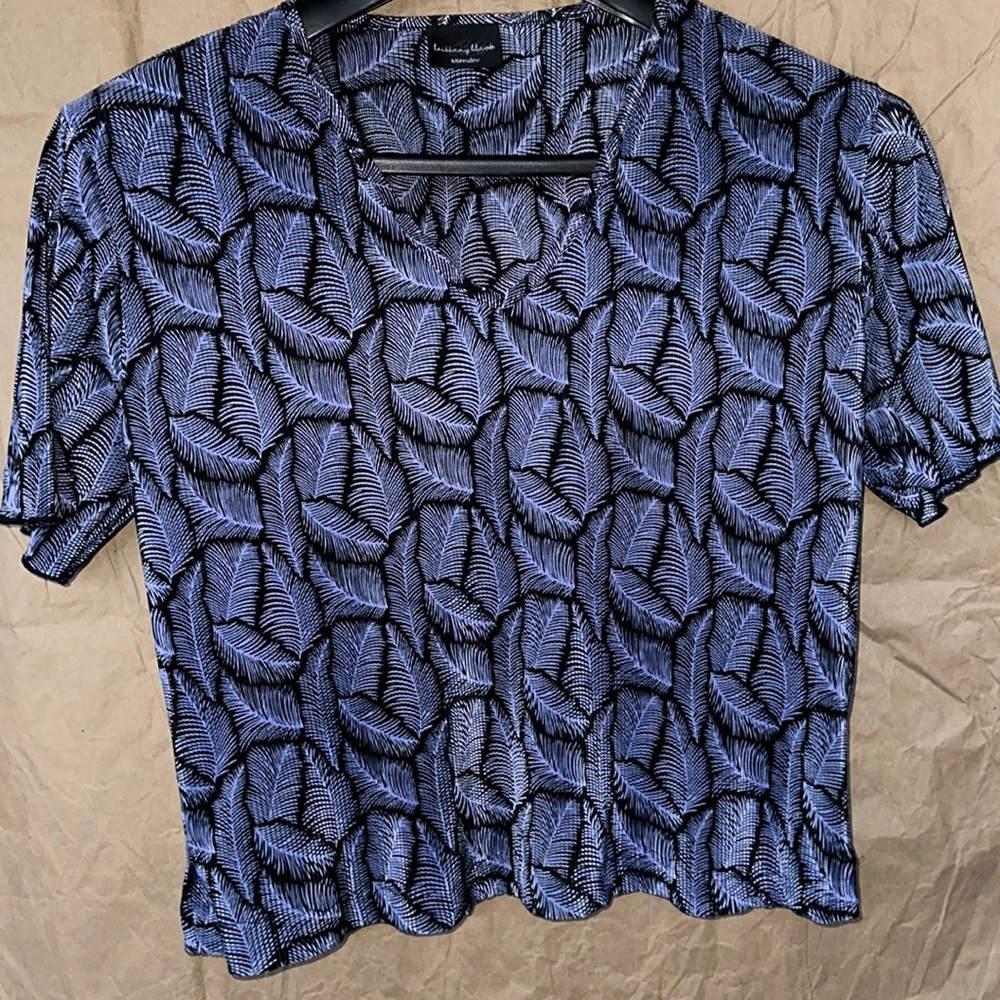 Silver & black print blouse